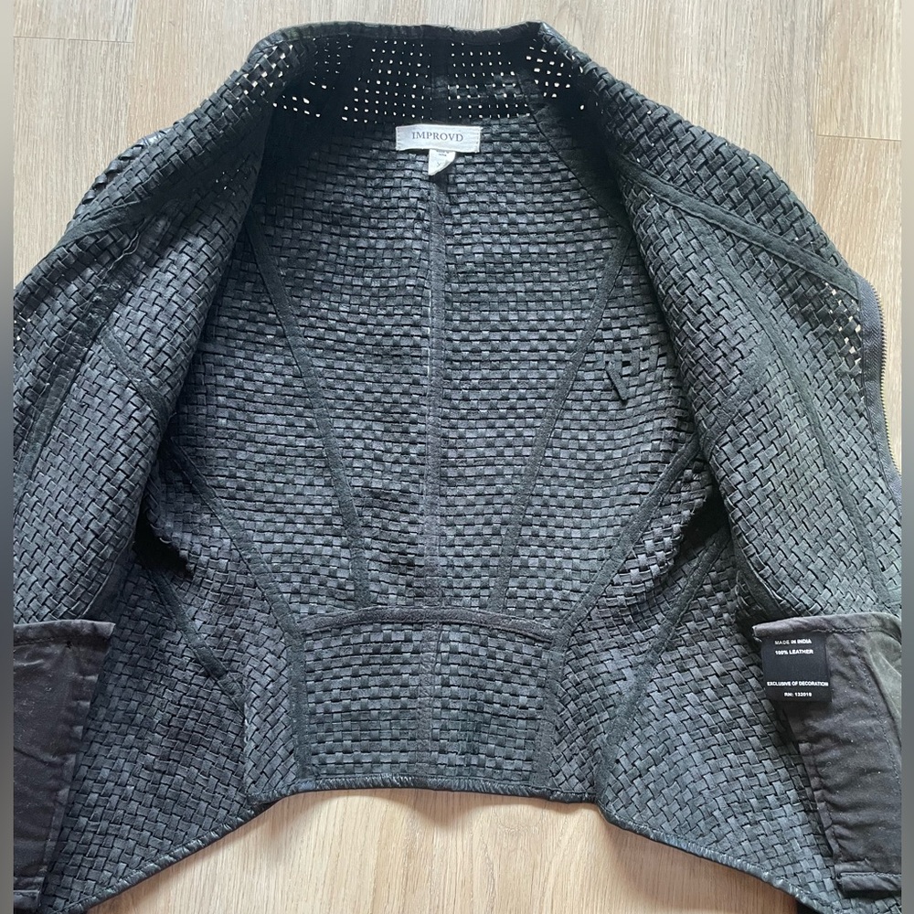 Improvd Woven 100% Genuine Leather Jacket Size XS - Picture 7 of 14